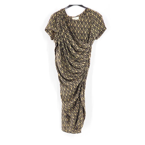 ISABEL MARANT Etoile 100% Silk Ruched Leopard Print Dress - Picture 11 of 13